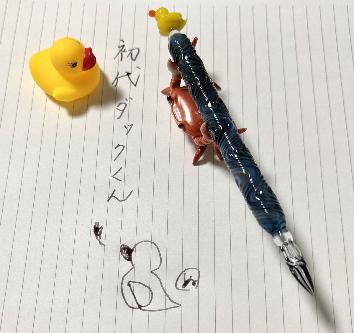 HASE硝子工房 ガラスペン ダックくん 一番はじめのダックくん🪿💭 #HASE硝子工房