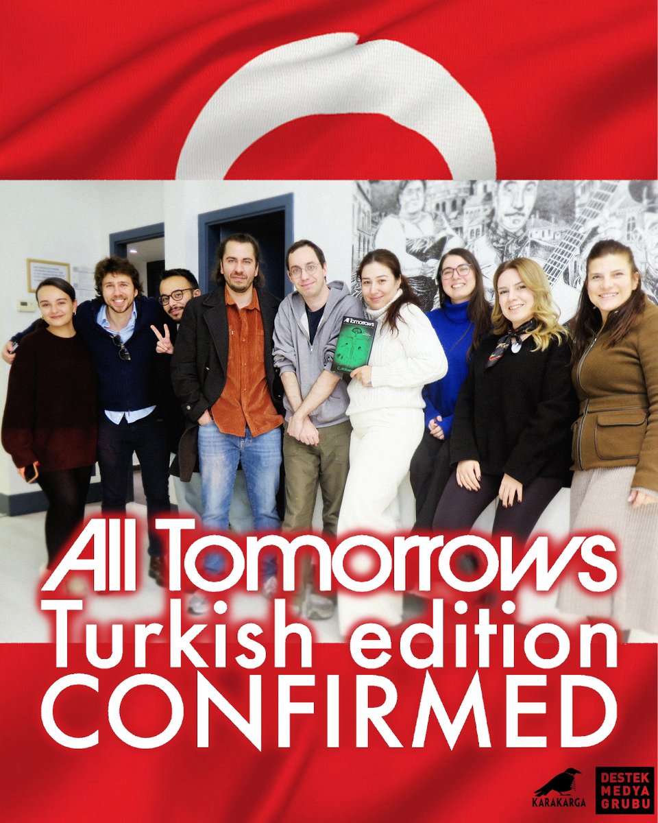 Great news - #AllTomorrows is coming home! 🇹🇷🧬
@karakargayayin, an imprint of Turkey’s Destek Media Group, has licensed my book for a Turkish adaptation! 

Very special thanks everyone who made this collaboration possible.

Stay tuned for further updates!