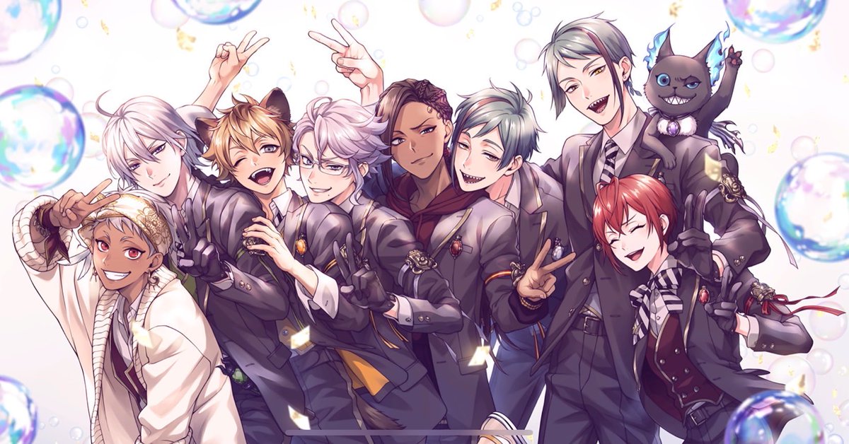 bien_twst's tweet image. 周年の2年生、クラス出席番号順に並んでるだけだと思うけど、その結果オクタ3人に挟まれてしまったのがよりにもよってジャミルなの好き