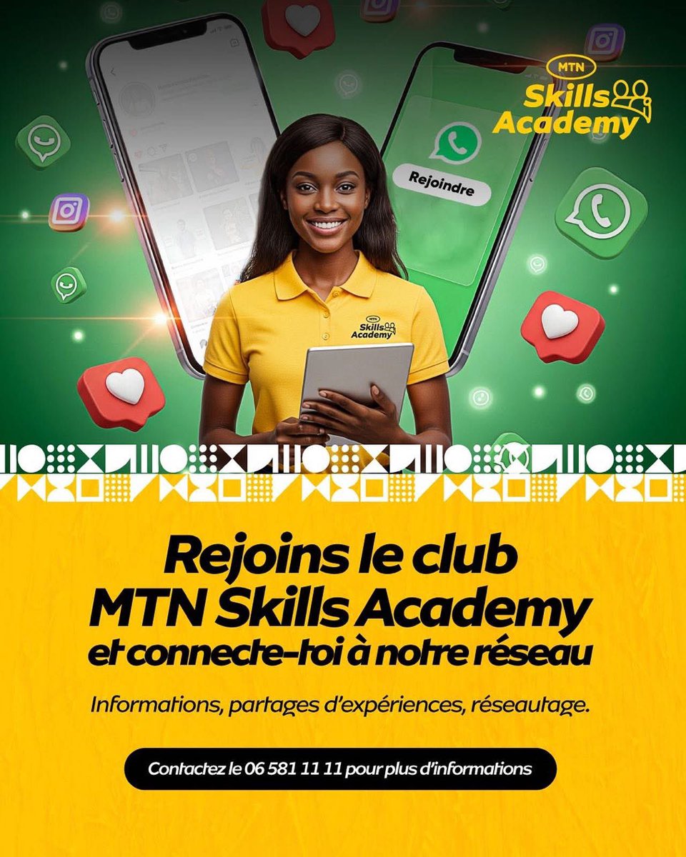 Décrochez 😁📞
👉06 581 11 11, le Club des leaders vous appelle 📞

📲 Rejoignez le Club WhatsApp MTN Skills Academy et Intégrez une communauté de jeunes motivés, prêts à booster leurs compétences !

On vous attend ! 🚀🔗

#MTNDigitalSkillsAcademy
#ElemboyaMTN