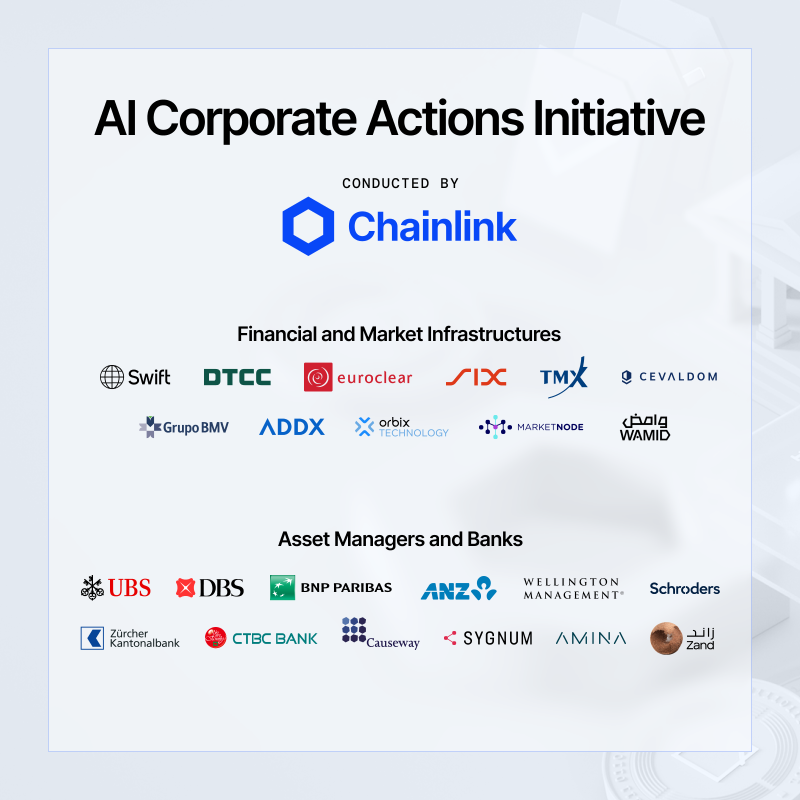 chainlink's tweet photo. The world’s largest banks, asset managers, FMIs, and governments have one thing in common:

They’re all choosing Chainlink ↓
