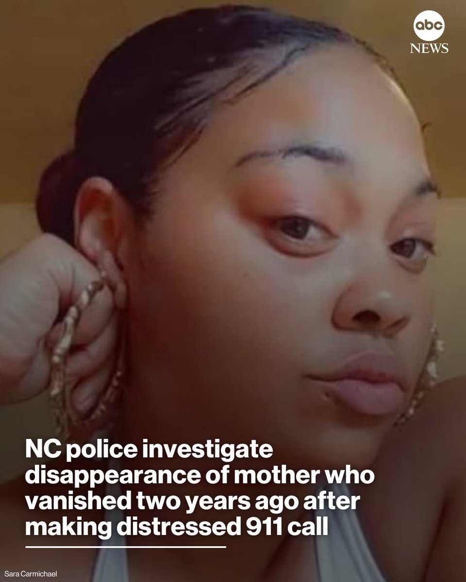ABC's tweet image. Police in Greensboro, North Carolina, are urging the public to share any tips in connection with the disappearance of a Black mother of five who was last seen on surveillance footage at a gas station two years ago, after making a distressed call to 911. abcnews.link/tpW7HmB