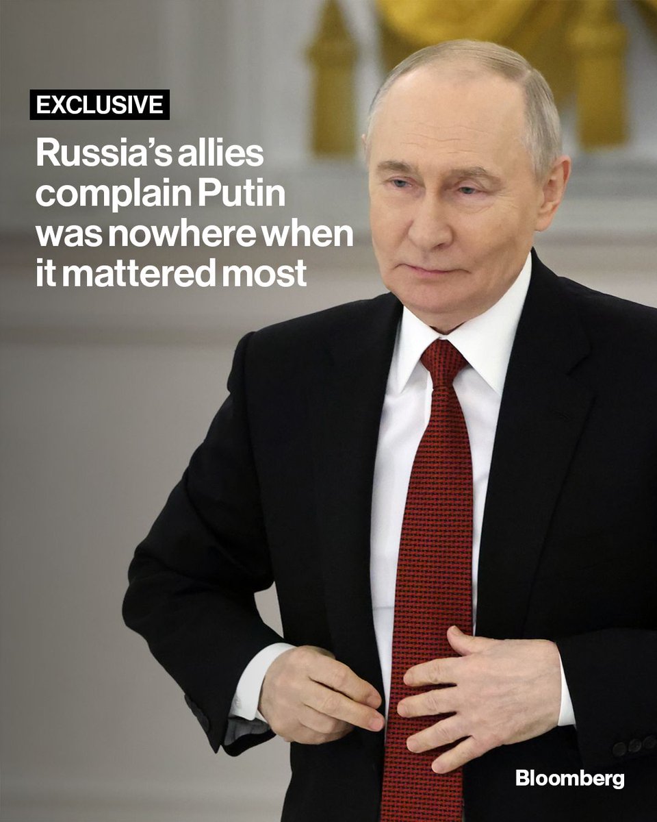 business's tweet image. As Vladimir Putin focuses his attention on the war in Ukraine, authoritarian regimes from Venezuela to Iran are finding Russian support lacking in their hour of need. Read our exclusive story: bloom.bg/4jEwRYL

📷️: Getty Images