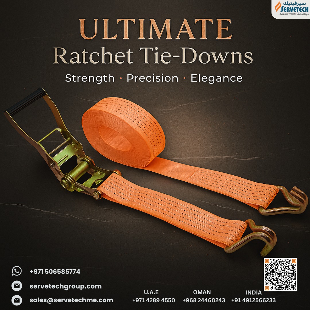 AnjuMohan495021's tweet image. 💥 Premium Ratchet Tie-Downs   Engineered for safe transport &amp;amp; storage: 100% polyester high-tensile yarns, up to 4-ton capacity, 50 mm width and multiple lengths for secure, reliable lashing.  #RatchetTieDowns #CargoSafety #Lashing #Servetech