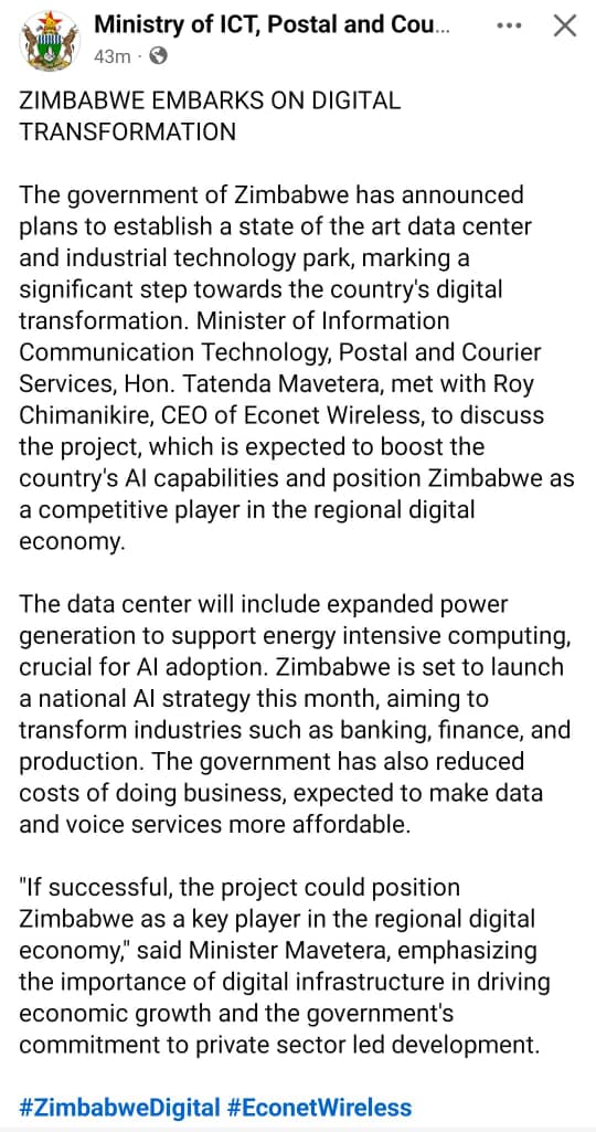 _cnmoyosvi's tweet photo. 🇿🇼
From data centres to AI strategy, Zimbabwe is laying the digital spine of sovereignty. Maminda turns this vision into action, converting farmer data into power, dignity and bankable futures. Africa must build. @TateMavetera
#Maminda #InnovationAmbassadors https://t.co/OhKJgadji7