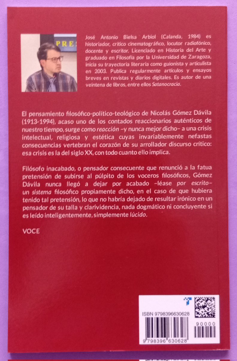 monpaslibros's tweet image. 📚 Título: Nicolás Gómez Dávila 

📝 Autor: José Antonio Bielsa Arbiol 

📌 Editorial: VOCE

🔎 Estado: Nuevo

🛒 Precio: 4,00 euros

✅ Disponible en nuestro perfil de Wallapop

✉️ Escríbenos por MD

📦 Envíos a toda España