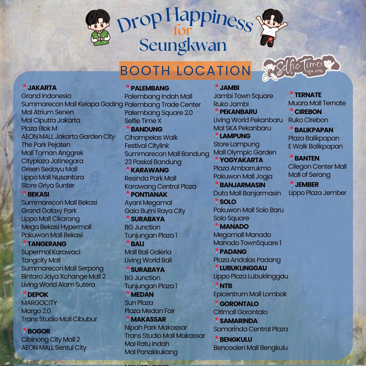 razetopia's tweet image. ོ☁︎𝑫𝒓𝒐𝒑𝒔 𝑯𝒂𝒑𝒑𝒊𝒏𝒆𝒔𝒔 𝒇𝒐𝒓 𝑺𝒆𝒖𝒏𝒈𝒌𝒘𝒂𝒏⋆☂︎⋆𓇢𓆸
Boo Seungkwan birthday photoframe event by @boochenns and @zchtaa
📍: All @selfietimeid booths
📆: 14-27 Januari 2026

Lets celebrate our #RaindropsOnBooDay moment and kindly tag us for our Booutiful Days♡