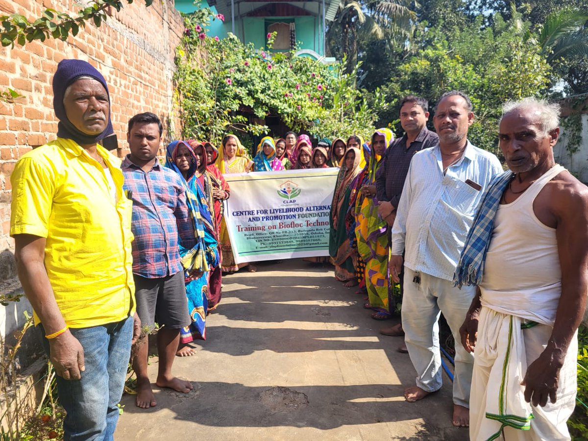 ClapFounda5250's tweet photo. A training on “Management of Biofloc” conducted by @ClapFounda5250 at Tirida, Beguniapada, Ganjam, Odisha on 12.01.2026; encouraging fish farmers to strengthen skills in biofloc-based aquaculture systems. @farddepartment @OdishaFisheries  @Ganjam_Admin @FisheriesGoI @KVKGanjam2 https://t.co/PJ3VgKXEuO