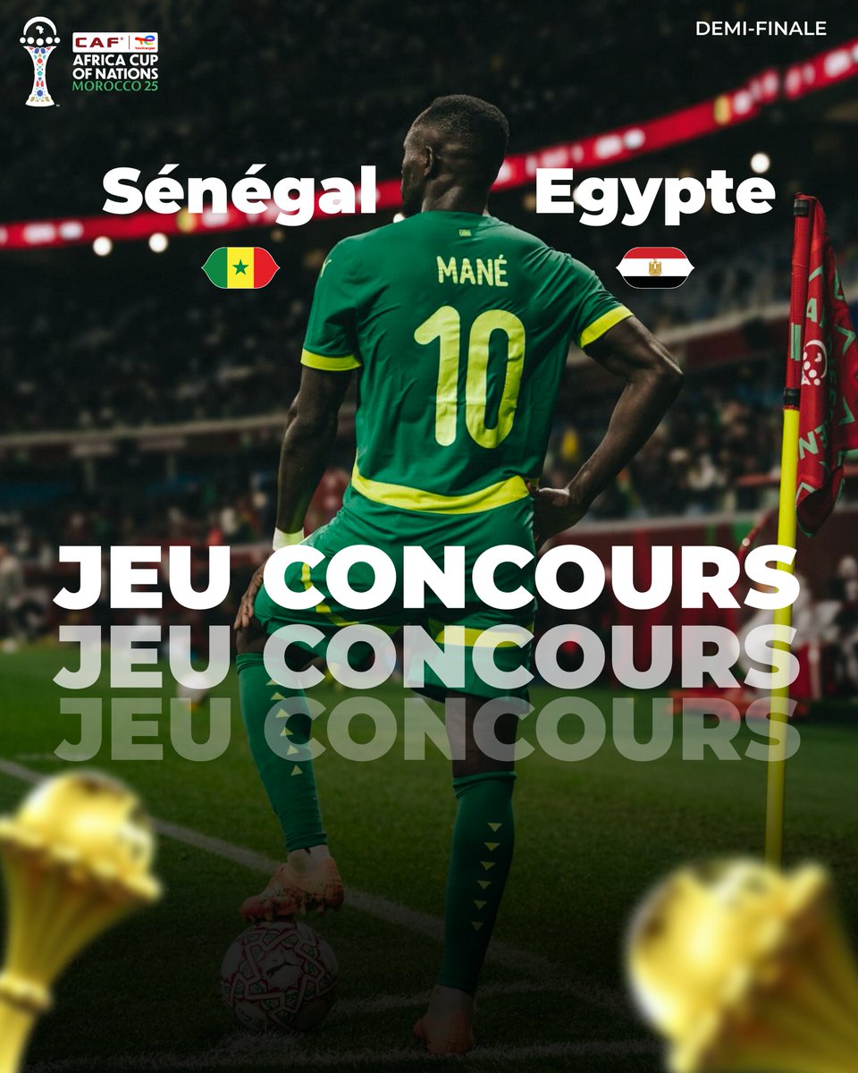 Jeu concours – Sénégal vs Égypte

Gagnez un maillot du Sénégal avec votre nom floqué.

Pour participer :
• Like le tweet
• Retweet
• Tag 2 amis + donne le score exact
Bonne chance !
<a href="/yobanteYES/">YOBANTE EXPRESS</a> 

#YobanteExpress #JeuConcours #SénégalEgypte
