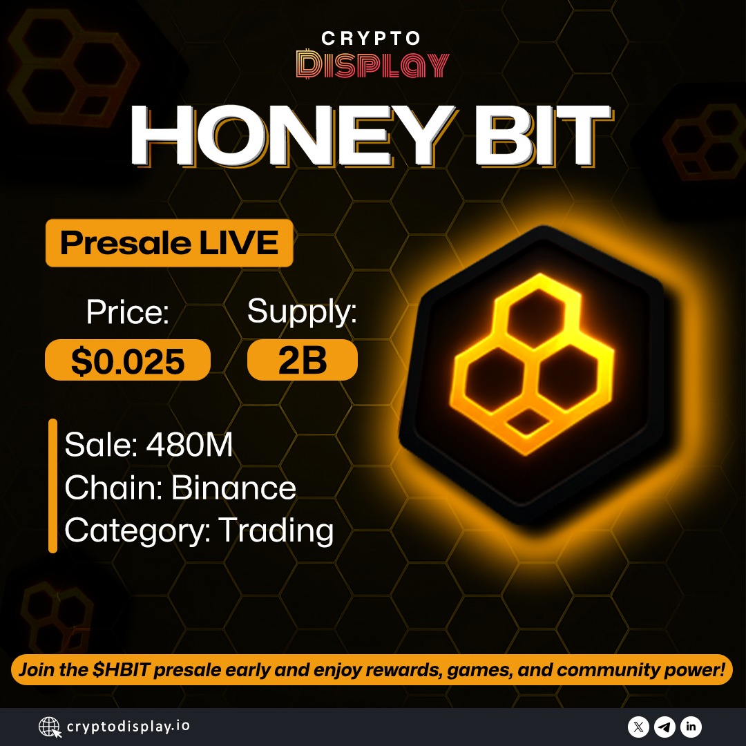 🍯 HONEY BIT Presale is LIVE A powerful Trading Token on Binance 💰 Price:  $0.025 📦 Supply: 2B 🧾 Presale: 480M Join early & unlock rewards, games,  and community power. 👉 https://t.co/NDAYpMQJmF #