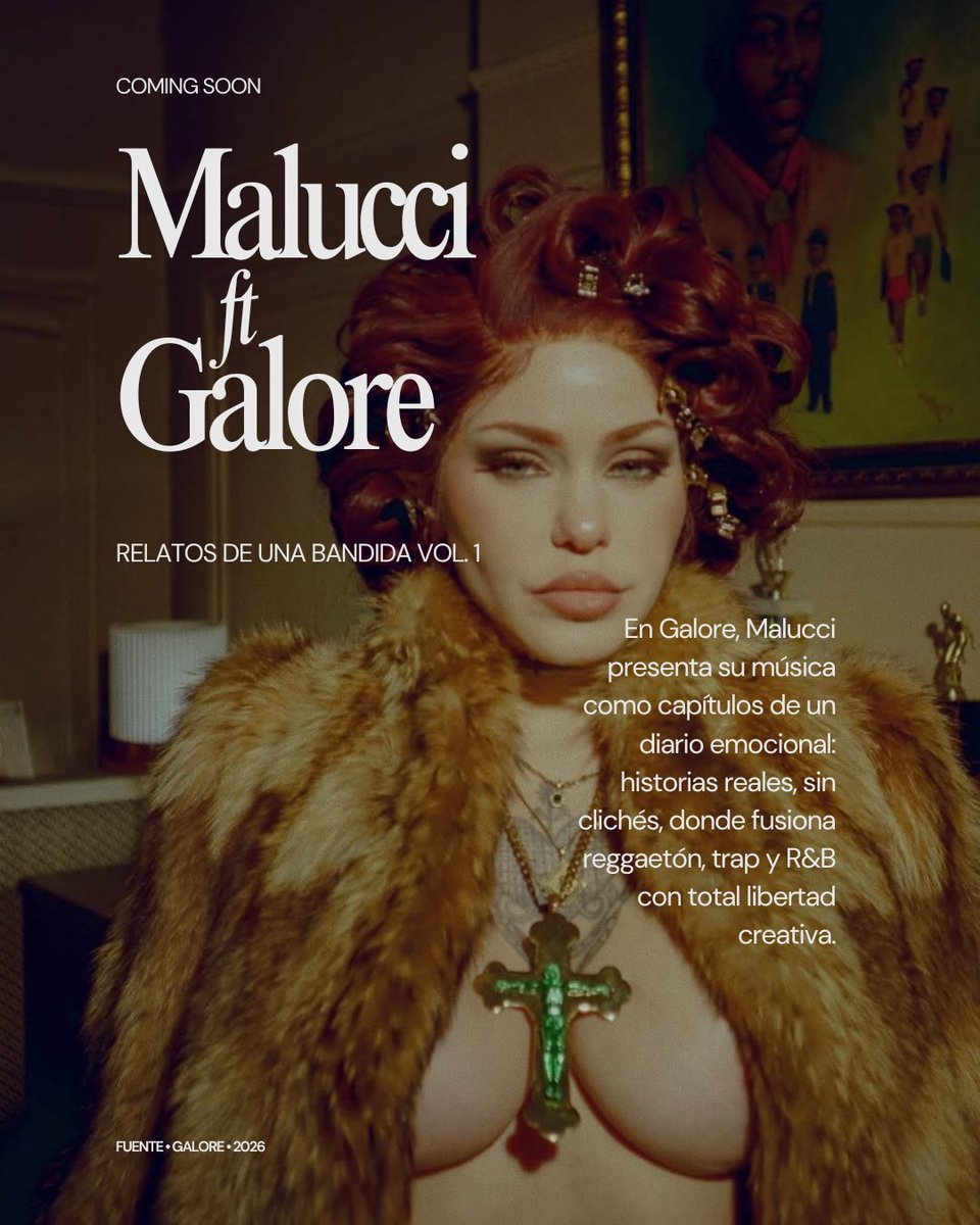 maluccicharts's tweet photo. Descubre cómo Malucci convierte emociones reales en música en su entrevista con @TheGaloreMag.
Su EP Relatos de una Bandida ya reveló Zaza y Por Ti, y cuenta con colaboraciones de @Jamby_ElFavo y Químico Ultra Mega
Toda la entrevista completa → link en bio.
#malucci #comingsoon https://t.co/ALGdNn90BZ