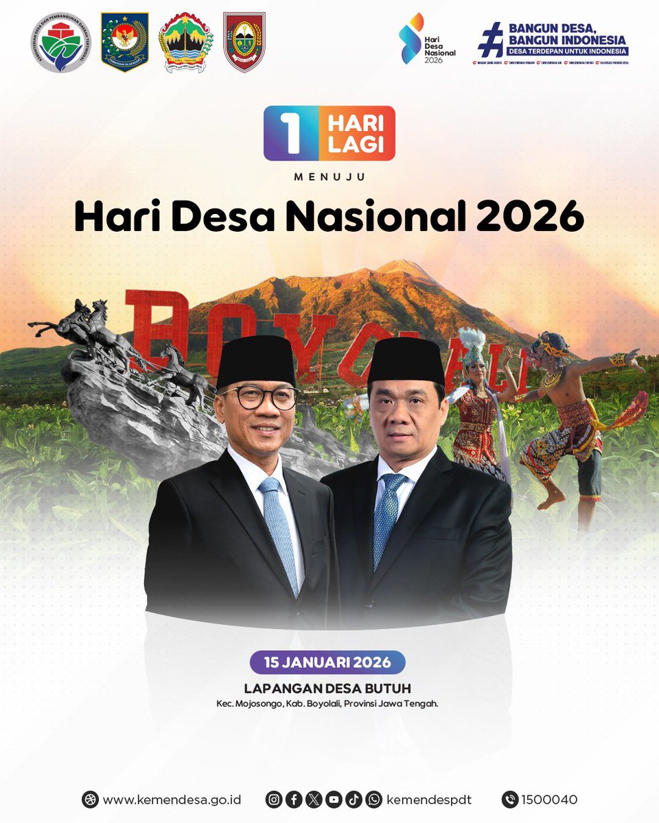 Semarak kegiatan Hari Desa Nasional  2026 : 
<a href="/prabowo/">Prabowo Subianto</a>
@GibranRakabuming
<a href="/YandriSusanto/">Yandri Susanto</a>
<a href="/ArizaPatria/">Ariza Patria</a>
#Hari Desa Nasional 2026
#PendampingDesaHebat
#KemendesaPDT
#MenteriDesaPeduliTPP
#BangunDesaBangunIndonesia