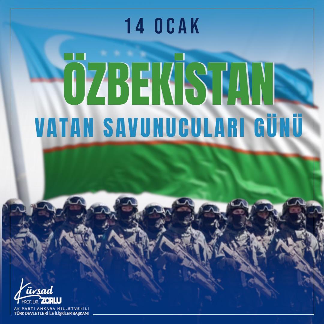 📜14 Ocak – Özbekistan Vatan Savunucuları Günü

Vatanın bağımsızlığını, huzurunu ve güvenliğini canı pahasına koruyan Özbekistan Silahlı Kuvvetleri mensuplarının Vatan Savunucuları Günü kutlu olsun.

Vatan uğruna görev yaparken şehit düşenleri rahmetle, gazileri minnetle