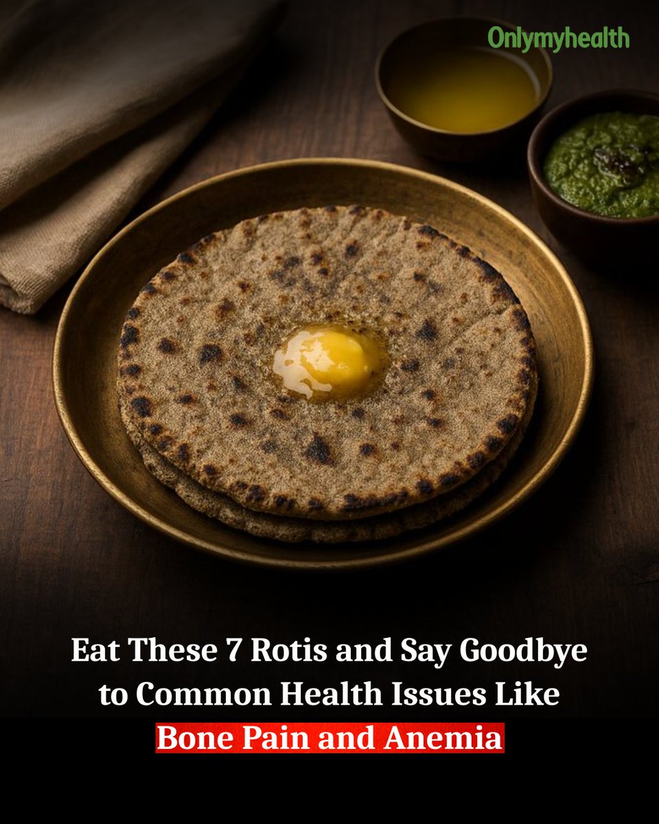 onlymyhealth's tweet image. 7 Rotis to boost your health! 
Wheat – fiber &amp;amp; energy
Bajra – iron &amp;amp; warmth
Jowar – low-cal, gluten-free
Ragi – calcium &amp;amp; fullness
Corn – vitamin A
Besan – protein &amp;amp; satiety
Oats – cholesterol &amp;amp; digestion
#HealthyLifestyle #Roti