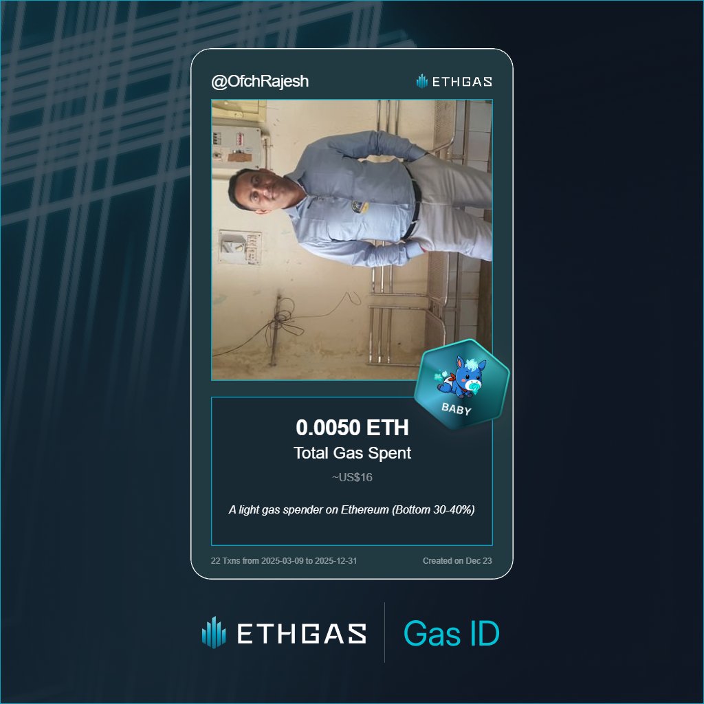 OfchRajesh's tweet photo. Discovered my Gas ID via ETHGas - turning my gas spend into rewards 🫘

As a Baby Jack, I've spent 0.005 ETH on gas but earned 1 Beans back.

Get your Gas ID and Beans here: https://t.co/UQIxIF5IHe https://t.co/RN2WhSKhFd
