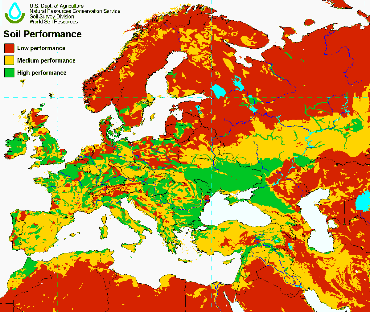 onlmaps's tweet image. Soil agricultural performance in Europe