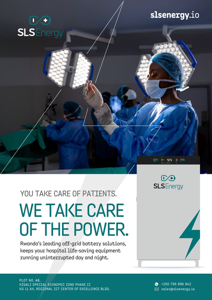 SLSEnergy's tweet photo. You focus on saving lives. Power interruptions shouldn’t be part of the equation.

With #SLSEnergy’s off-grid battery solutions, hospital equipment stays powered day and night.

Care without interruption.

#AlwaysOn #HealthcarePower #PoweringRwanda https://t.co/gbZFjwRgYv