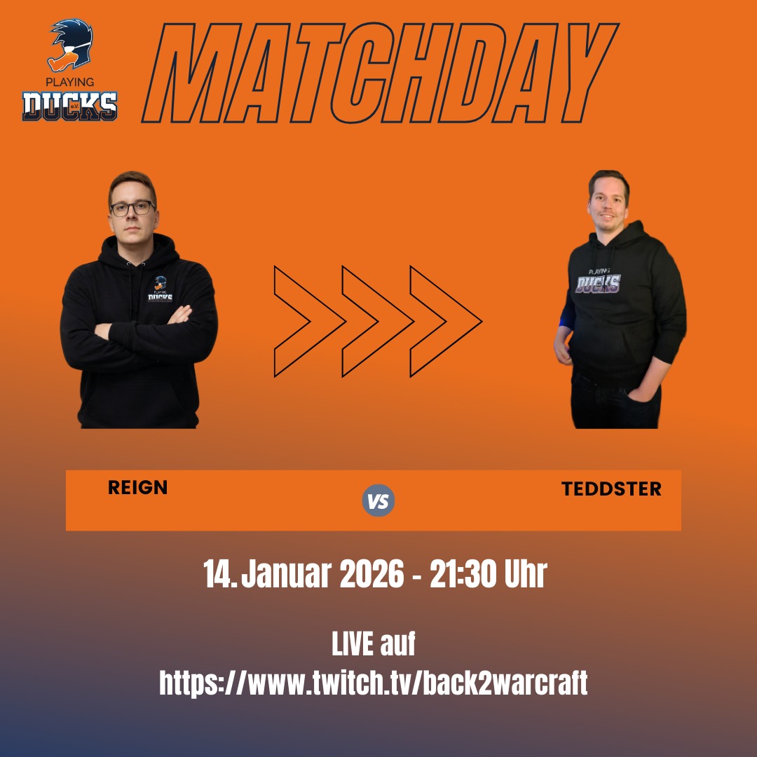 Heute um 21:30 Uhr trifft in der #Warcraft3 <a href="/BeingEsportsGER/">BEING ESPORTS DACH</a> Meisterschaft <a href="/ReiGnDota/">ReiGn</a> auf Teddster ( <a href="/Teddster1274/">Oliver Jüsten</a> ) ein internes Duell der <a href="/PlayingDucks/">Playing-Ducks e. V. 🇩🇪🦆</a>! Viel Erfolg an beide und ein spannendes Match!
🎥 Live auf: twitch.tv/back2warcraft by <a href="/Back2Warcraft/">Back2Warcraft</a>