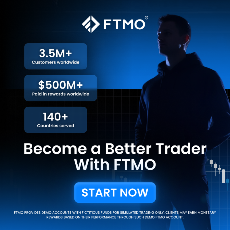 FTMO_com's tweet photo. Trade with a trusted Modern Prop Trading firm and gain up to 90% of your simulated profits. Start today!