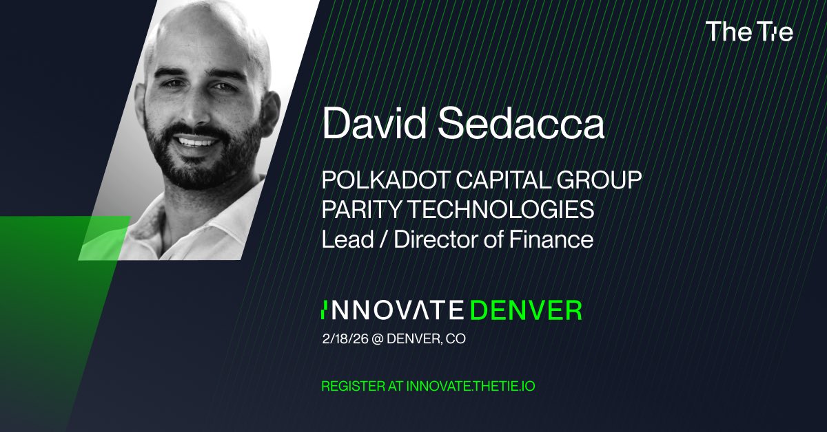 PolkadotCG's tweet image. ⁦@TheTieIO⁩ LIVE event! 18 Feb InnovateDenver (schedule pending) ⁦@PolkadotCG⁩ ⁦@paritytech⁩ very own ⁦@dsedacc07⁩ is speaking. Tix here: innovate.thetie.io/tickets See you soon!