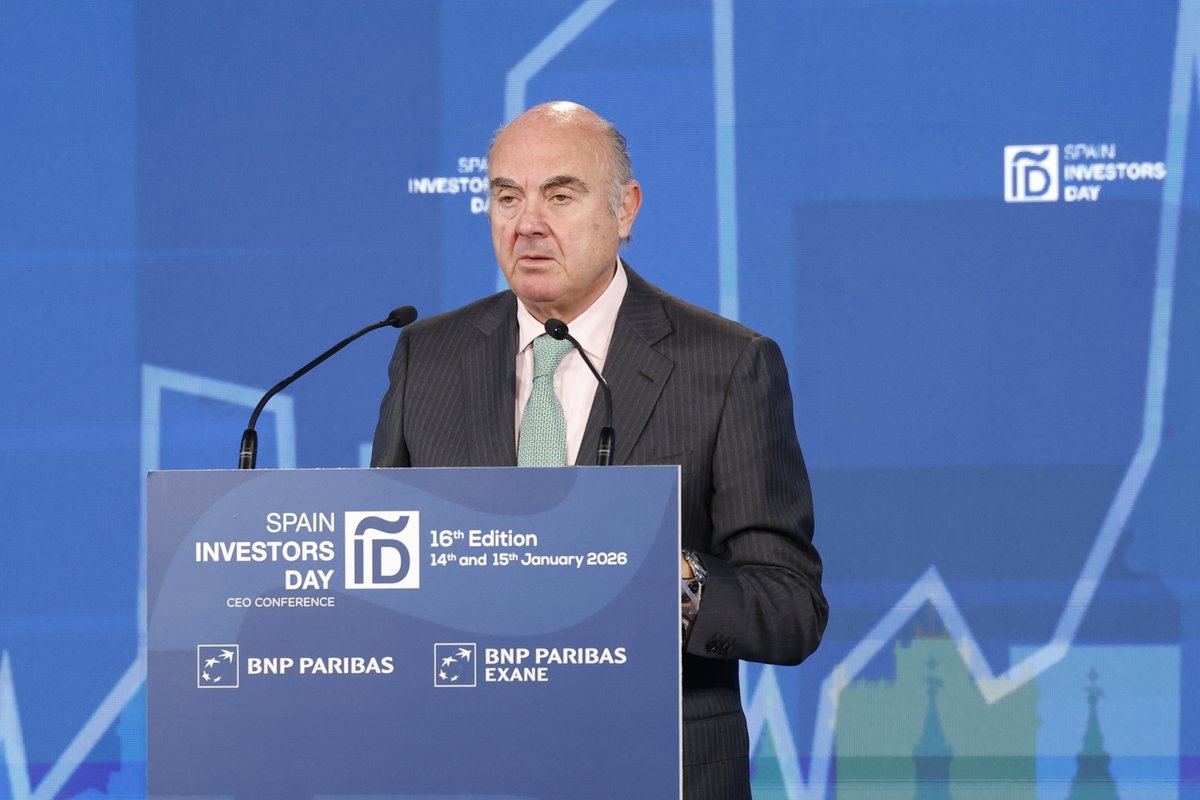 Da comienzo el #SpainInvestorsDay 2026 con una inauguración presidida por S.M. el Rey Felipe VI @casareal, acompañado por Luis de Guindos, vicepresidente del <a href="/ecb/">European Central Bank</a>, (1/2)