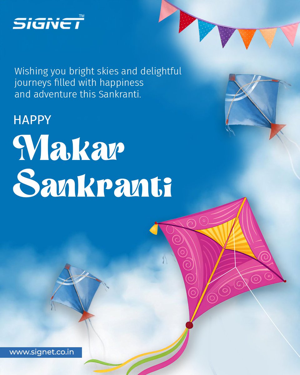 SignetEnertech's tweet photo. As the skies fill with colour, here’s wishing you a season of happiness and new beginnings.

Happy Makar Sankranti from Signet.

#SignetEnerTech #MakarSankranti #NewBeginnings https://t.co/4f3m1rPTXE
