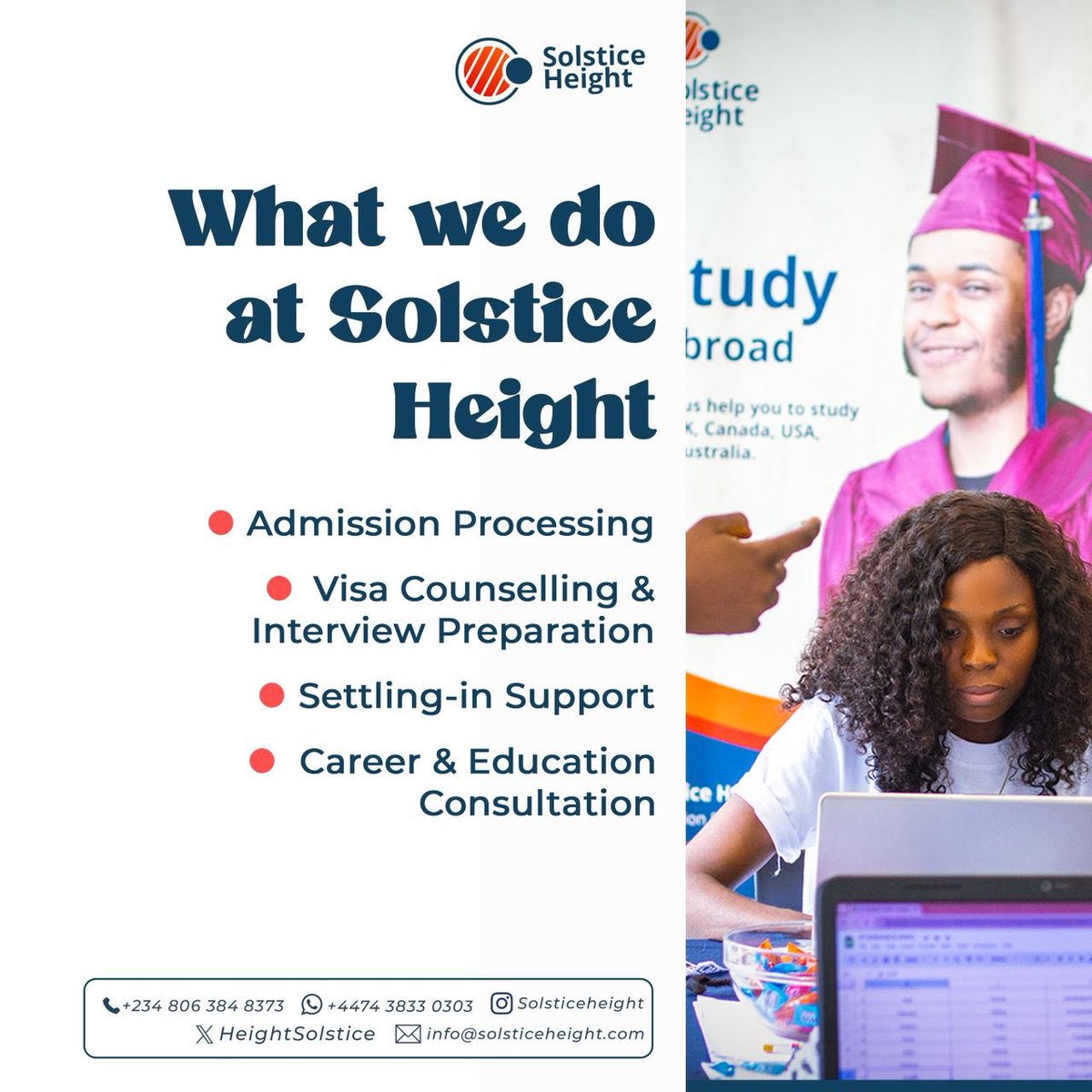 HeightSolstice's tweet image. We’ve helped students over the years to turn aspirations into acceptances,your dream matters to us and we are dedicated to make it work.

#StudyAbroad #SolsticeHeight #InternationalStudents #StudyInTheUK #EducationAbroad #TravelAndStudy