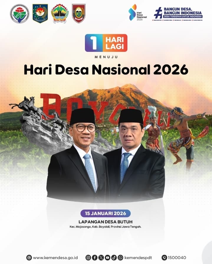 SEMARAKKAN HARI DESA 
dengan *Hari Desa Wujudkan Desa Menjadi Garda Terdepan Indonesia*
<a href="/PrabowoSubianto/">PRABOWO 2014</a> 
@GibranRakabuming
<a href="/YandriSusanto/">Yandri Susanto</a>
<a href="/ArizaPatria/">Ariza Patria</a>
#HariDesaNasional2026
#PendampingDesaHebat
#KemendesaPDT
#MenteriDesaPeduliTPP
#BangunDesaBangunIndonesia
#TPPProvinsiJabar
