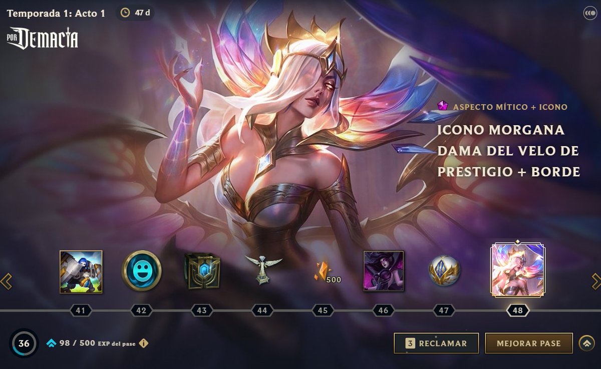 🚨Sorteo #LPP🚨

🎁Pase de Por Demacia: Acto1🎁

Para participar:
🔄RT
💖Like
✅Follow  

El pase contiene: 
🪄Morgana dama del velo de prestigio
🦖Cho'gath de petricita
Y mucho más...

Termina el 20 de Enero😎