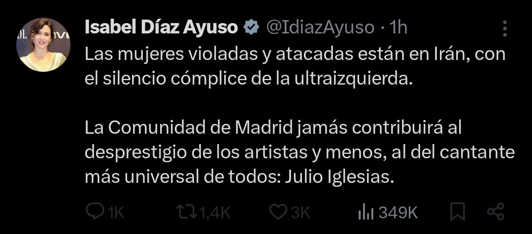 Ayuso ha pasado, en 10 años, de llevar la cuenta de tuiter de un perro a llevar la cuenta de tuiter de una ijadeperra.
Ningún cambio.