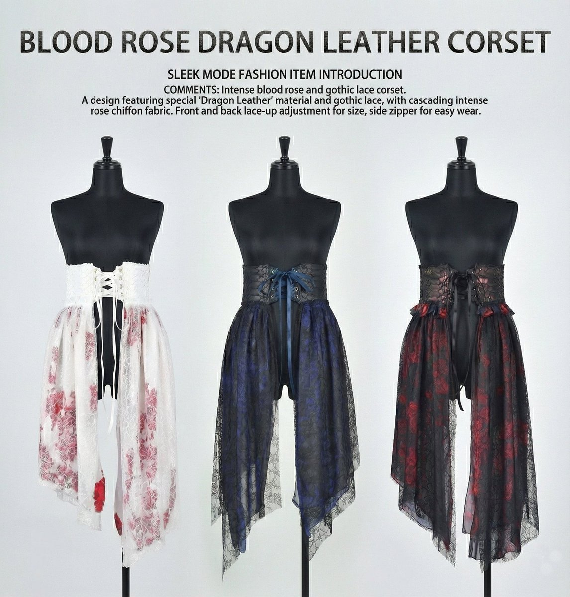 Blood rose Dragon Leather corset】 ── 鮮烈な血薔薇と、ゴシック