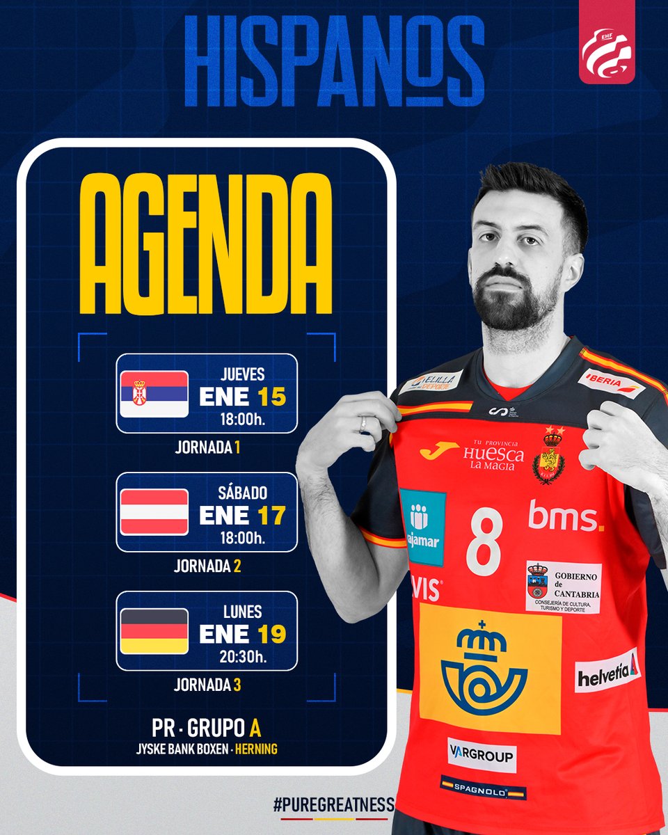 🗓️ ¡𝐓𝐎𝐌𝐀 𝐍𝐎𝐓𝐀! Estos son los partidos de los #Hispanos🇪🇸 en la 𝑃𝑟𝑒𝑙𝑖𝑚𝑖𝑛𝑎𝑟𝑦 𝑅𝑜𝑢𝑛𝑑

🤩 ¡Los jugadores de Jordi Ribera debutarán mañana en el <a href="/EHFEURO/">EHF EURO</a> ante Serbia🇷🇸!

📺 Todos los encuentros se podrán ver en <a href="/teledeporte/">Teledeporte</a> y <a href="/rtveplay/">RTVE Play</a>

#️⃣ #Balonmano
