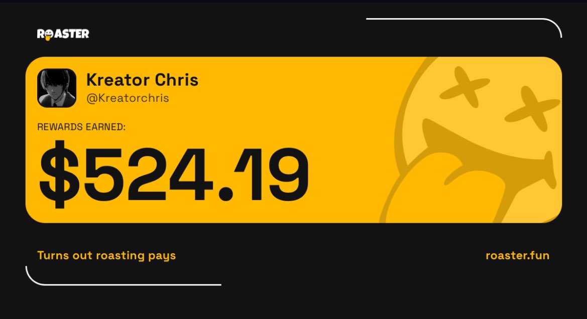 Kreatorchris's tweet image. I’m roasting and getting $$, you’re roasting and getting engagements.

Turn that attention into some cash with @bad_chain 

Roasting pays.