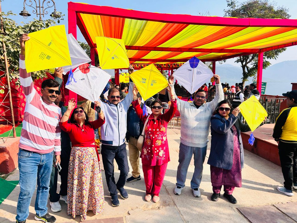 NSEIndia's tweet photo. At the International Kite Festival (IKF) 2026 at Ahmedabad and Jaipur, NSE took investor awareness to new highs. 
Through a dedicated stall, we distributed free kites carrying investor awareness messages—using the spirit of kite flying to spark conversations on smart investing.

The symbolism of kite flying - aspiration, balance, vigilance and foresight align naturally with principals of smart investing and investor protection.
Visitors also received simplified guidance on investor rights, grievance redressal, fraud prevention, and safe investing practices through quick, engaging interactions at the stall.

#NSE #NSEIndia #InvestorAwareness #FinancialLiteracy #IKF2026 #SmartInvesting #InvestorProtection #SafeInvesting #KnowYourRights #FraudPrevention #FinancialWellbeing #MarketEducation @ashishchauhan