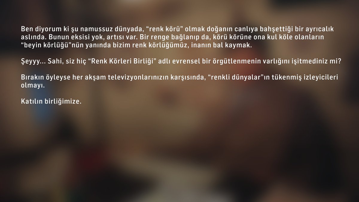 Hrant Dink’in 17 Ocak 1997 tarihli "Renk Körü"nden Renkli Sorular isimli köşe yazısını buradan okuyabilirsiniz. 

Hrant Dink'in diğer yazılarına buradan ulaşabilirsiniz: shorturl.at/Y6wPn