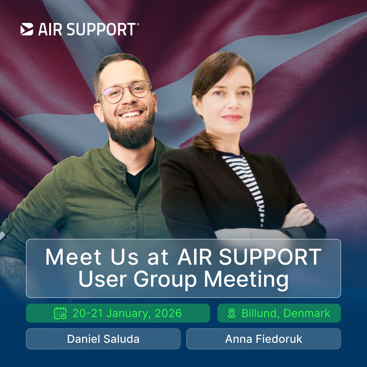 LeonSoftware's tweet image. Air Support is organizing their User Group Meeting – a fantastic opportunity to share knowledge and exchange feedback.

Come say hello to Daniel Saluda and Anna Fiedoruk in Billund at Legoland Hotel!👋

#LeonSoftware #AirSupport #AirSupportUserGroupMeeting #Aviation