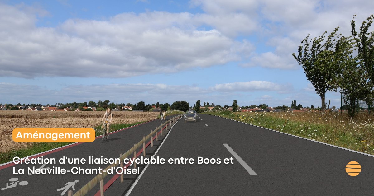 🔵[Création d'un axe cyclable entre Boos et La Neuville-Chant-d'Oisel]

Dans le cadre du REV, la Métropole, avec Boos et La Neuville-Chant-d'Oisel, réalise les travaux de création d'une liaison cyclable sur la RD138.

Les travaux débuteront le 19 janvier pour une durée de 7 mois.