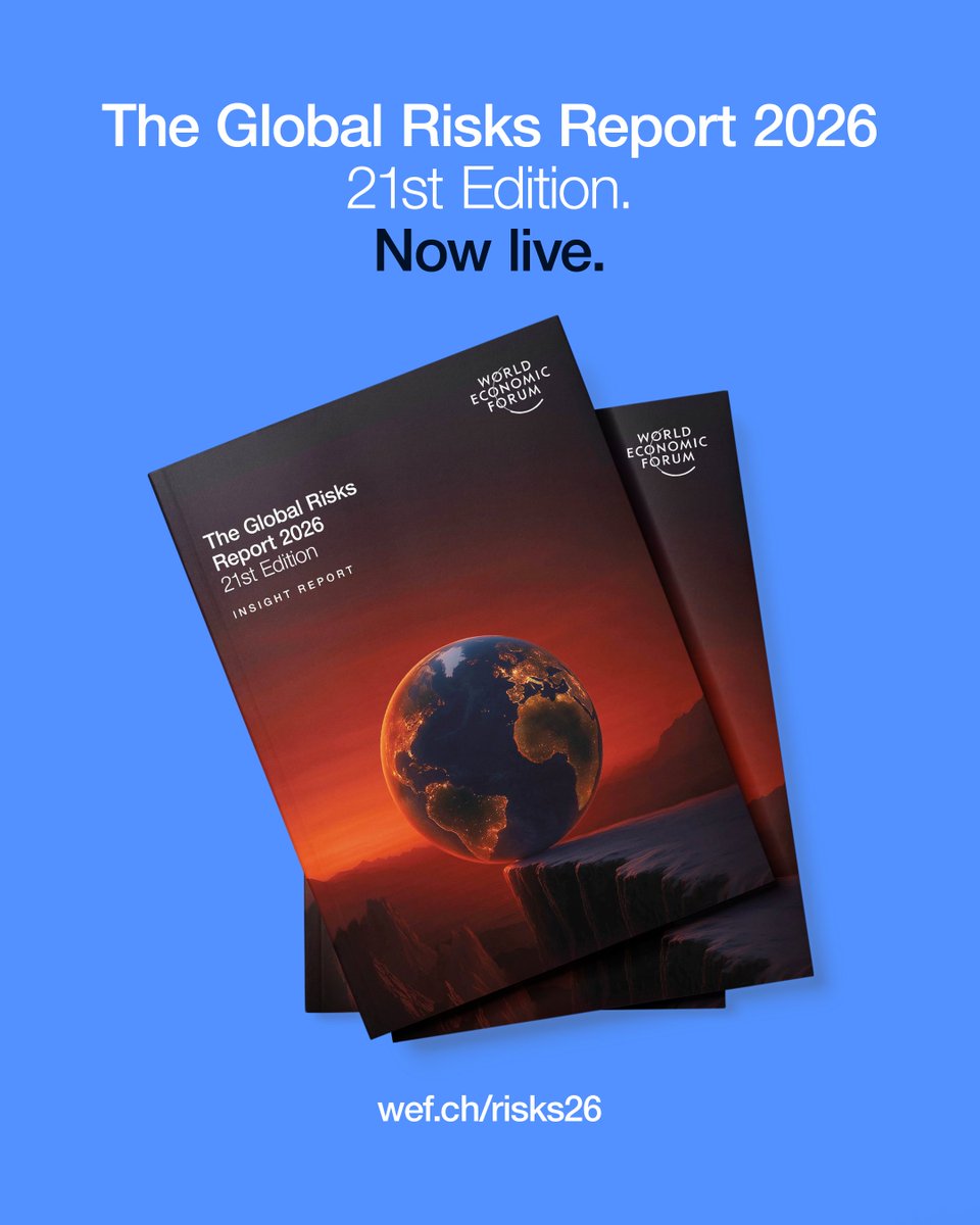 The 21st Global Risks Report is here.

From #geoeconomic confrontation to accelerating #AI risks, see what’s shaping the global outlook: weforum.org/publications/g…

#risks26 #wef26