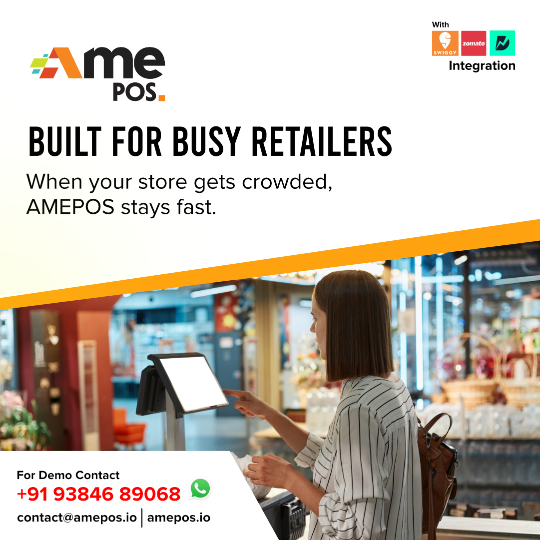 Built for Busy Retailers
When your store gets crowded, AMEPOS stays fast. ⚡

Scan, bill, manage—without lag. 📦
Avoid stockouts with smart alerts. 🔔

Perfect for shops of any size. 🛍️
 #AMEPOS #RetailPower #FastBilling #InventorySmart
