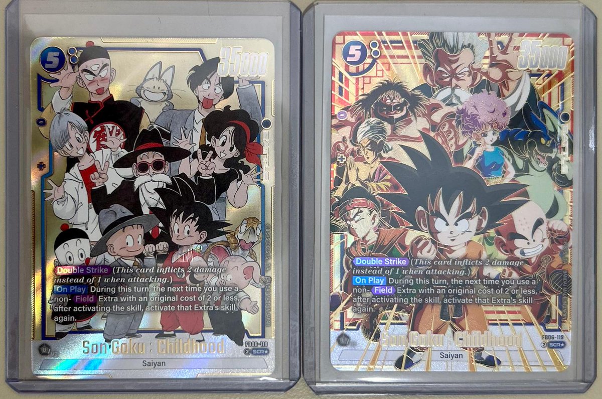 Goku family &amp; friends! 2 cards(FB06-119) same effect both with amazing arts. Could these be considered as history of human culture?
#DragonBallTCG #FusionWorld #DBTCG #CardGame #DragonBall #TCGCommunity #FusionCards #AnimeTradingCards #DBZ #CardGameStrategy #DBFW #TCG #dbzfanart