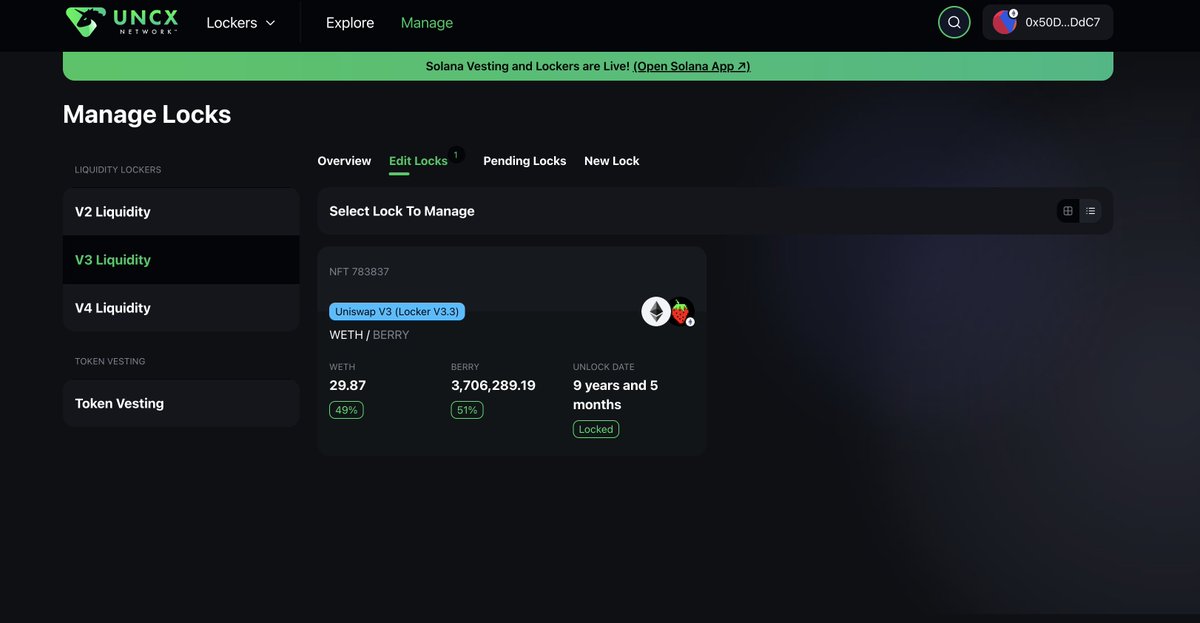 StrawberryAI_5's tweet image. A warm welcome to all new community members. Must

know: the $BERRY LP is locked for 9 years. GM 🍓