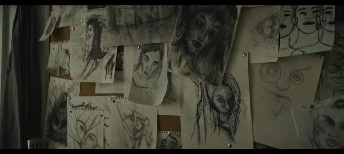 If these are Stu's drawings, I'll go crazy. Because none of them feature Billy, whom we know he loved madly and lost, and now he's like, "I'm only going to draw the ones I plan to kill." Pfff, I don't believe it. 
#scream7