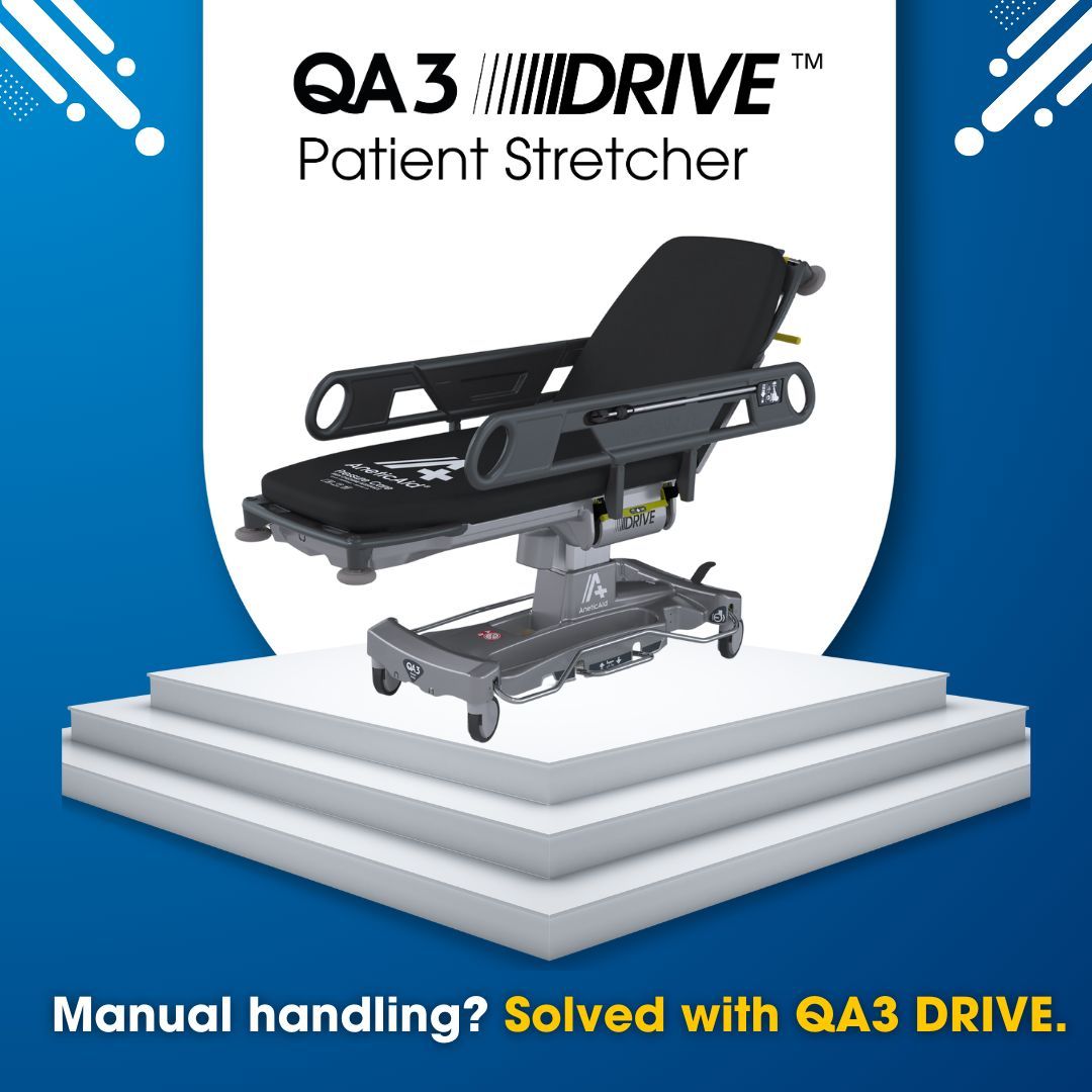 Manual handling issues in your department? We’ve got the solution.

The QA3™ DRIVE Patient Stretcher features an inbuilt motorised drive for effortless movement &amp; peace of mind for clinicians.

Discover 👉 buff.ly/USFUAhp

#ThinkAnetic #ManualHandling #PatientMobility