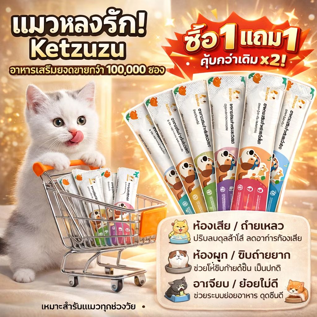 HelloDekdp's tweet photo. ลองดู [1แถม1 10ชิ้นขึ้น]  อาหารเสริมแมว Ketzuzu, อาหารเสริมวิตามินหลักสำหรับแมว, เสริมสร้างภูมิคุ้มกัน, บำรุงเลือด, ปกป้อง ในราคา ฿1 ที่ Shopee https://t.co/QH4pxC6uRu https://t.co/WIe3dagdCY
