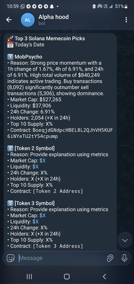 I built a memecoin researcher bot,It helps research memecoins by scanning new/trending tokens, checking for common risks, and summarizing everything so you don’t have to dig through multiple tools yourself. #memecoin #TradingSignal #Degen #Solana