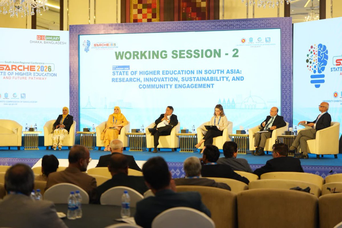 FathiMhmdd's tweet photo. Pleased to take part in the ongoing South Asian Regional Conference on Higher Education (SARCHE 2026), held in Dhaka, Bangladesh, contributing to discussions on the state of higher education in South Asia with a focus on research, innovation, community engagement, and future pathways. #SARCHE2026 #Dhaka