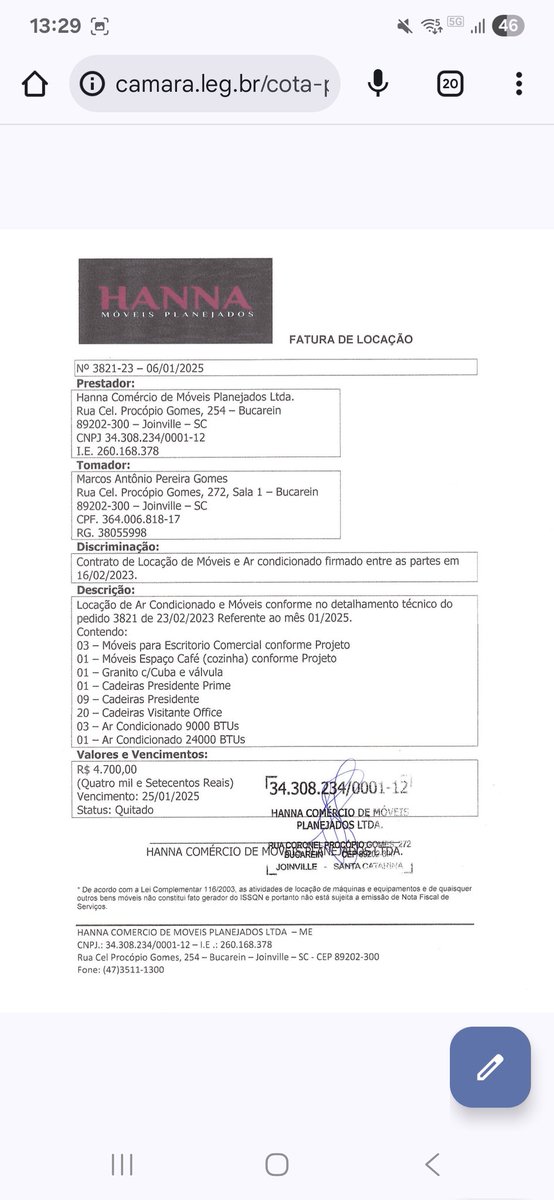 BOMBA !!! O <a href="/TrovaoDas/">Zé Trovão Deputado Federal</a> aluga uma sala por 9 MIL REAiS para seu escritório. Ele tambem aluga os móveis e ar-condicionado por 4.7 MIL REAIS MENSAIS. MAS TEM UM MISTÉRIO: A SEDE DA LOJA QUE ALUGA OS MÓVEIS É O MESMO NÚMERO DA SALA QUE ELE ALUGA. 
Pagamos quase 200 MIL REAIS NESSAS