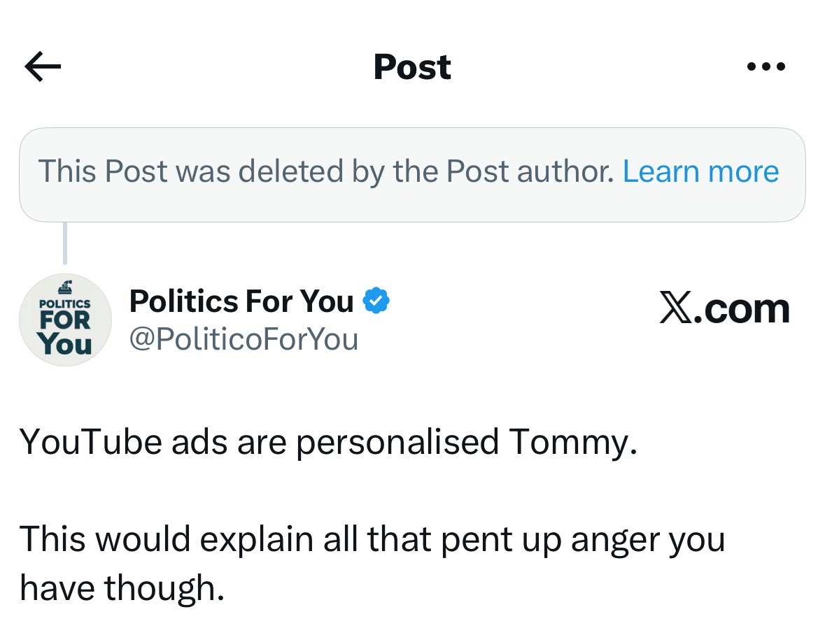PoliticoForYou's tweet image. BREAKING 🚨🚨🚨

Tommy Robinson has deleted the tweet that exposed his algorithm.