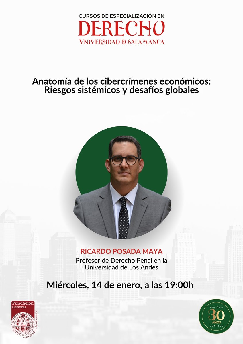 🎓 Continuamos con las conferencias magistrales junto a Ricardo Posada Maya, quien presenta: “Anatomía de los cibercrímenes económicos: riesgos sistémicos y desafíos globales”. 

#UniversidadDeSalamanca #30AñosContigo #CEDUSAL56

🔗 En directo: youtube.com/live/d9aMFCPD0…