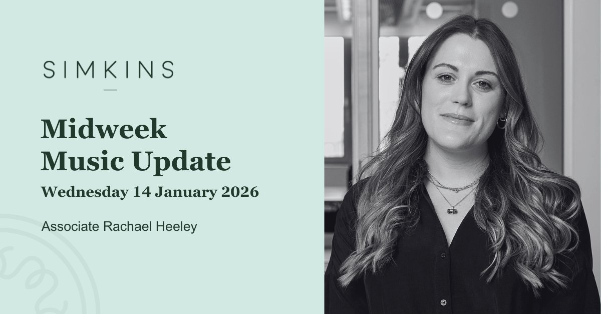 SimkinsLLP's tweet image. Midweek Music Update: Wednesday 14 January 2026

Welcome to this week’s round-up of news, commentary and industry announcements that you may have missed from the past week.

Read more here: simkins.com/news/midweek-m…

#musicupdate #musicindustry #music #legal #law